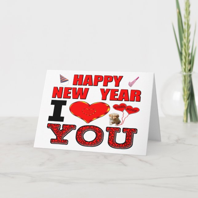 Cartes Pour Fêtes Annuelles Bonne Année Je T'Aime (Devant)