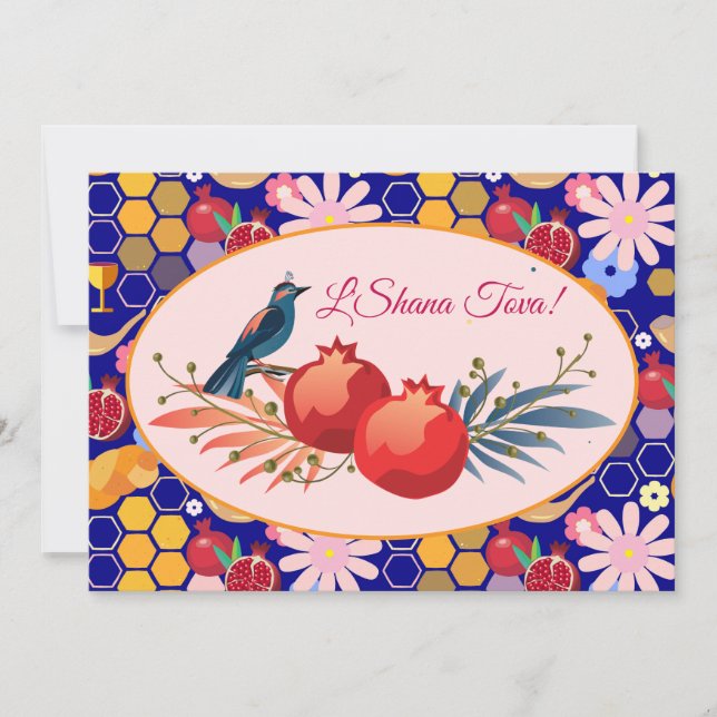 Cartes Pour Fêtes Annuelles Bonne année juive Rosh Hashanah Motif floral (Devant)