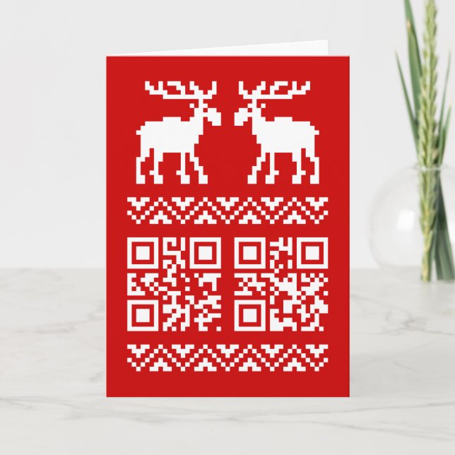 Cartes Pour Fêtes Annuelles Bonne année laide de code du chandail QR de Noël ! (Devant)
