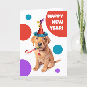 Cartes Pour Fêtes Annuelles Bonne année mignonne Red Fox Labrador Chiot