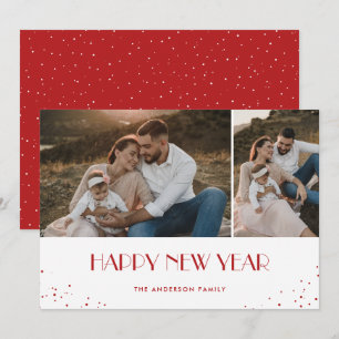 Cartes Pour Fêtes Annuelles Bonne année moderne Red Snowy 2 Photo
