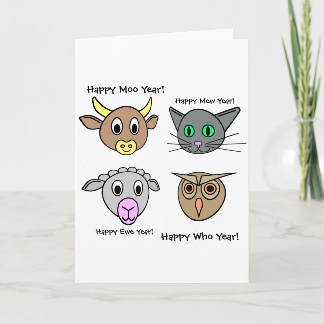 Cartes Pour Fêtes Annuelles Bonne année, Moo année ! (Devant)