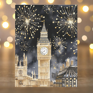 Cartes Pour Fêtes Annuelles Bonne année or en aquarelle Londres 