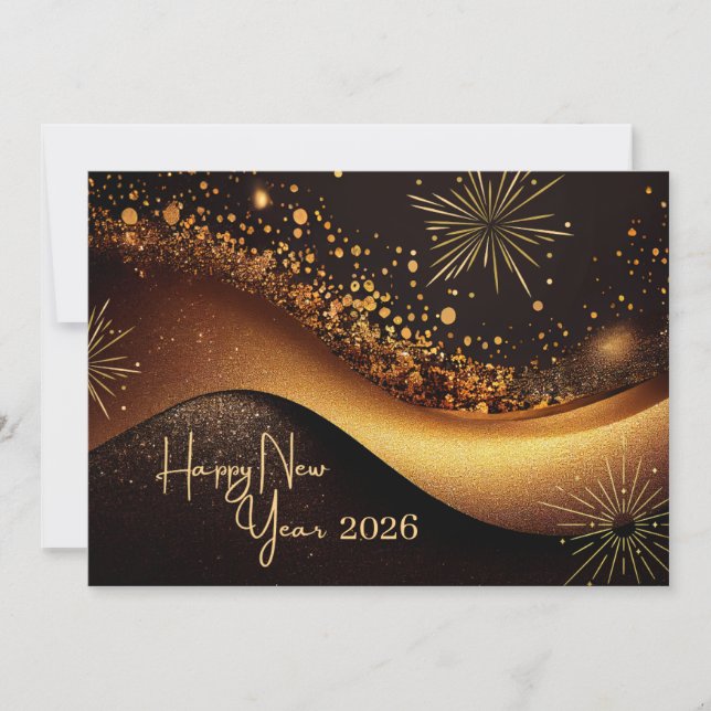 Cartes Pour Fêtes Annuelles Bonne année Or Noir (Devant)