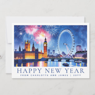 Cartes Pour Fêtes Annuelles Bonne année personnalisée à l'aquarelle Londres Fe