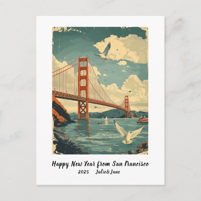 Cartes Pour Fêtes Annuelles Bonne Année Personnalisée San Francisco (Devant)