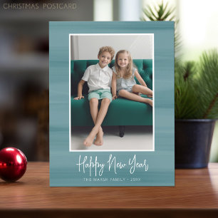 Cartes Pour Fêtes Annuelles Bonne année Photo avec aquarelle bleue douce