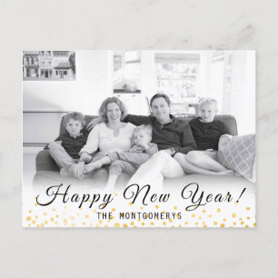 Cartes Pour Fêtes Annuelles Bonne Année Photo Confettis Dorés 2024