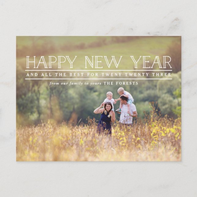 Cartes Pour Fêtes Annuelles Bonne année photo typographie vacances  (Devant)