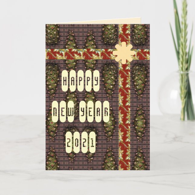 Cartes Pour Fêtes Annuelles Bonne année Pine Cone salutations (Devant)