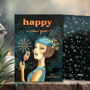 Cartes Pour Fêtes Annuelles Bonne année rétro vintage 