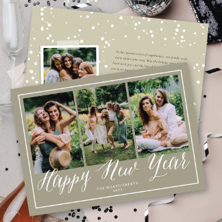 Cartes Pour Fêtes Annuelles Bonne année Simple Script Calligraphie 3 Photo