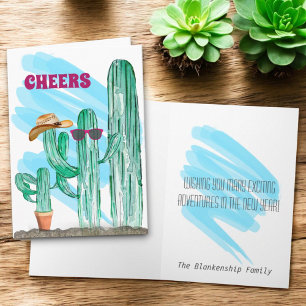 Cartes Pour Fêtes Annuelles Bonne année Sud-Ouest Saguaro Cactus