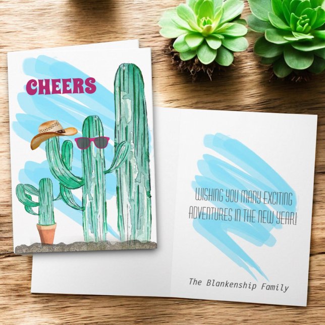 Cartes Pour Fêtes Annuelles Bonne année Sud-Ouest Saguaro Cactus (greeting card cactus template cover and inside)