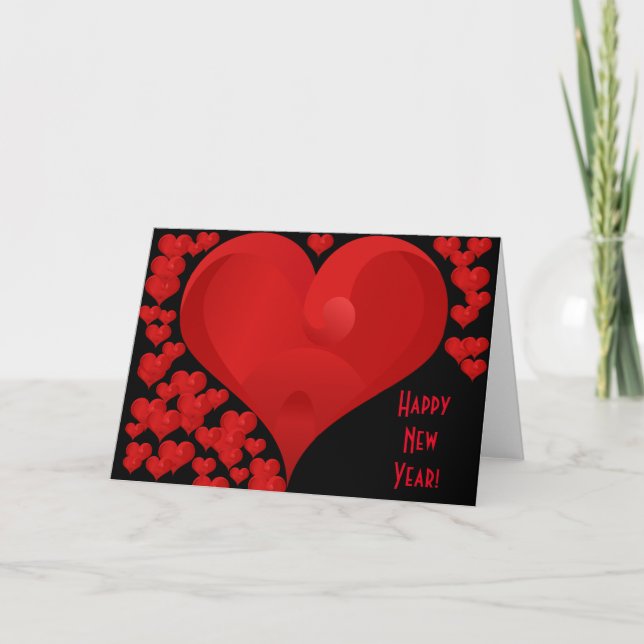 Cartes Pour Fêtes Annuelles Bonne année!, Sweet Valentine Love Hearts Rouge (Devant)