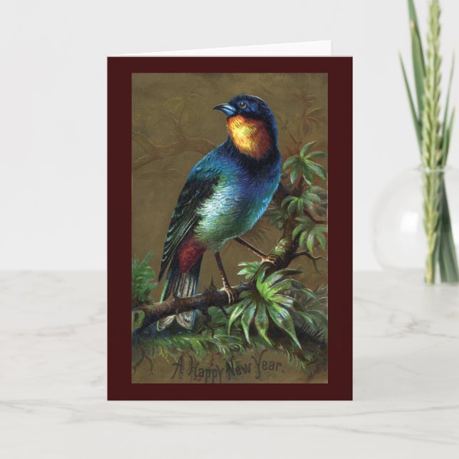 Cartes Pour Fêtes Annuelles Bonne année tropicale d'oiseau (Devant)