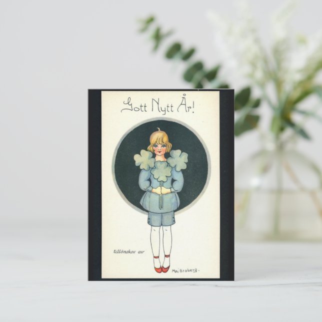 Cartes Pour Fêtes Annuelles Bonne année - vieux scandinave - rétro (Debout devant)