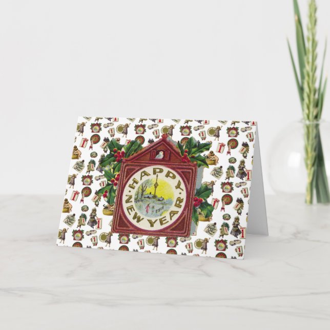 Cartes Pour Fêtes Annuelles Bonne année vintage (Devant)