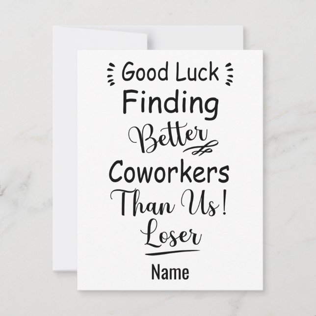 Cartes Pour Fêtes Annuelles Bonne Chance Trouver De Meilleurs Cotravailleurs Q (Devant)