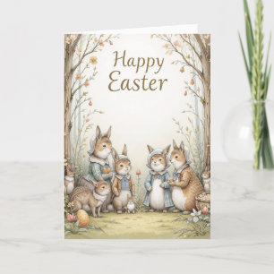 Cartes Pour Fêtes Annuelles Bonne Famille Bunny de Pâques Vintage livre d'hist