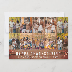 Cartes Pour Fêtes Annuelles Bonne fête de Thanksgiving à grain de bois rustiqu
