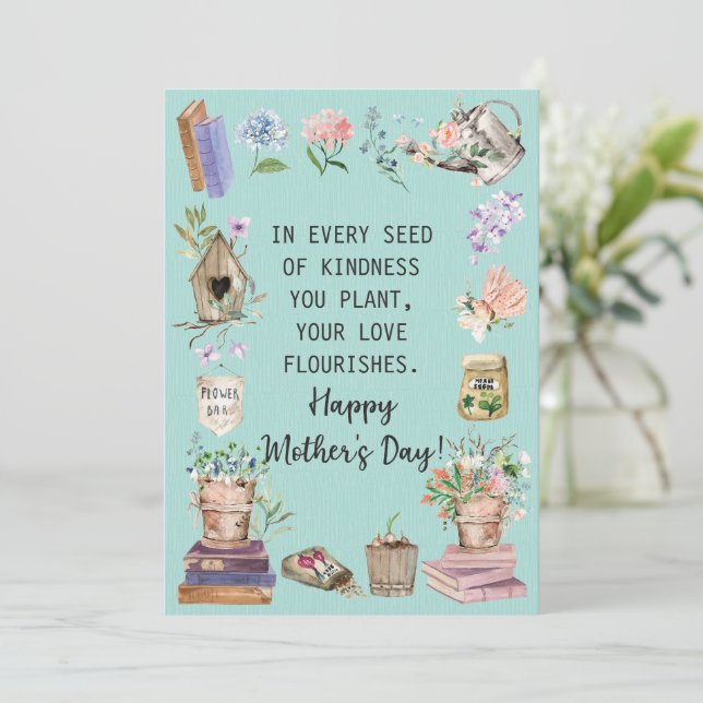 Cartes Pour Fêtes Annuelles Bonne fête des mères aquarelle florale jardinage  (Debout devant)