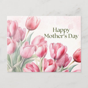 Cartes Pour Fêtes Annuelles Bonne Fête des Mères Aquarelle Tulipes roses