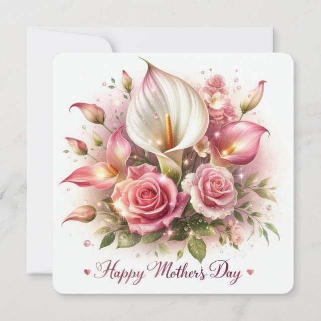 Cartes Pour Fêtes Annuelles Bonne fête des mères Calla Lilies et Roses (Devant)