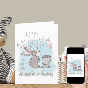 Cartes Pour Fêtes Annuelles Bonne fête des mères de Little Snuggle Bunny Blue