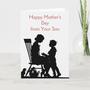 Cartes Pour Fêtes Annuelles Bonne fête des mères du fils, Vintage Silhouette