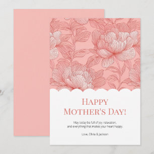 Cartes Pour Fêtes Annuelles Bonne Fête des Mères Floral Rose Mignon Moderne Sc