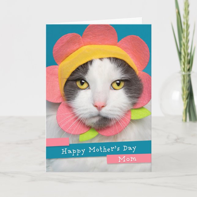 Cartes Pour Fêtes Annuelles Bonne fête des mères Maman mignonne Chat en Casque (Devant)
