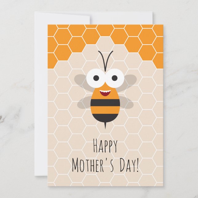 Cartes Pour Fêtes Annuelles Bonne fête des mères mignonne Miel Bee Honeycomb (Devant)