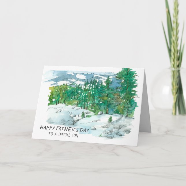 Cartes Pour Fêtes Annuelles Bonne Fête des pères Son Mountain Vista Evergreens (Devant)