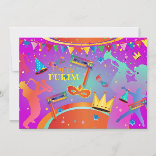 Cartes Pour Fêtes Annuelles Bonne fête du carnaval de Purim (Devant)