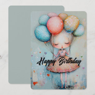 Cartes Pour Fêtes Annuelles Bonne fille d'anniversaire avec des ballons