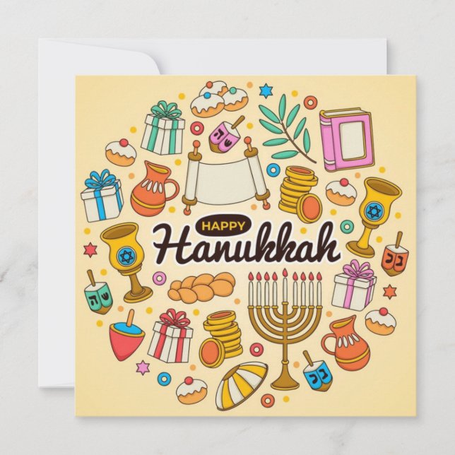 Cartes Pour Fêtes Annuelles Bonne Hanoukka (Devant)