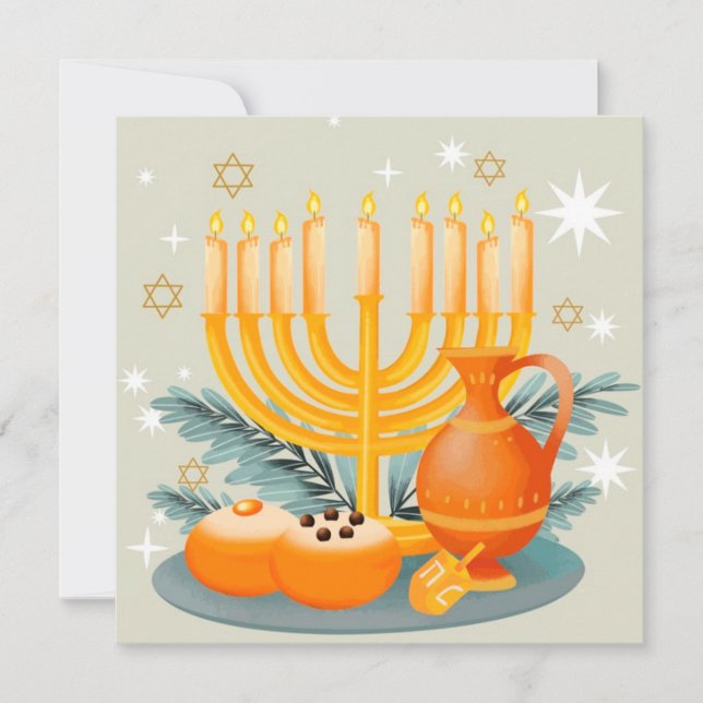 Cartes Pour Fêtes Annuelles Bonne Hanoukka (Devant)