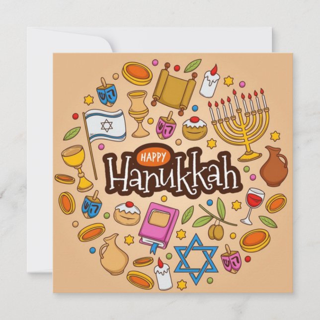Cartes Pour Fêtes Annuelles Bonne Hanoukka (Devant)