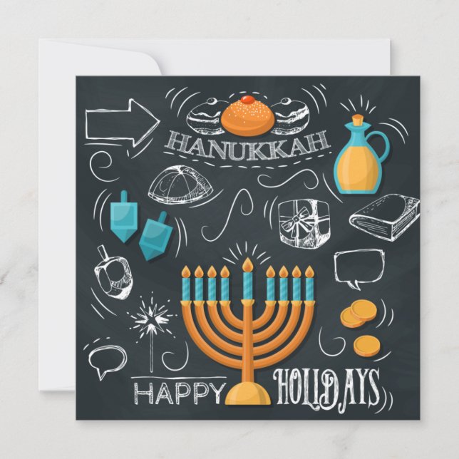 Cartes Pour Fêtes Annuelles Bonne Hanoukka (Devant)
