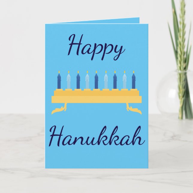 Cartes Pour Fêtes Annuelles Bonne Hanoukka Blue Menorah (Devant)