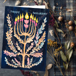 Cartes Pour Fêtes Annuelles Bonne Hanoukka Botanical Menorah Aquarelle<br><div class="desc">Dessin doux pour souhaiter à quelqu'un d'hanoukka heureux! Cliquez sur "modifier en utilisant l'outil de conception" pour ajouter votre propre texte. Également disponible sous forme de carte postale, de carte plate ou de téléchargement numérique pour envoyer instantanément par e-mail ou SMS. Consultez ma boutique pour en savoir plus ou faites-moi...</div>