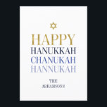 Cartes Pour Fêtes Annuelles Bonne Hanoukka Chanukah Holiday Card Gold Foil<br><div class="desc">La conception simulée de feuille d'or Faux est incorporée dans cette conception. Personnalisez le texte personnalisé ci-dessus. Vous pouvez trouver d'autres éléments de coordination dans notre collection "Happy Hanoukka Chanukah".</div>