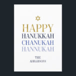 Cartes Pour Fêtes Annuelles Bonne Hanoukka Chanukah Holiday Card Gold Foil<br><div class="desc">La conception simulée de feuille d'or Faux est incorporée dans cette conception. Personnalisez le texte personnalisé ci-dessus. Vous pouvez trouver d'autres éléments de coordination dans notre collection "Happy Hanoukka Chanukah".</div>