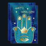 Cartes Pour Fêtes Annuelles Bonne Hanoukka. Main d'or Hamsa<br><div class="desc">Bonne Hanoukka. Elegant Festive Gold Foil Hamsa Hand Lucky Symbole et Star of David design personnalisable Hanoukka Greeting Card / Hanoukka Celebration Invitations avec texte personnalisé. Carte de correspondance, invitations de fête, faveurs et cadeaux disponibles dans la catégorie Jours fériés / Hanoukka de notre magasin.</div>