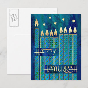 Cartes Pour Fêtes Annuelles Bonne Hanoukka. Minorah bougies