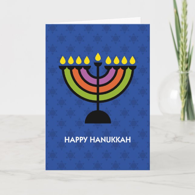 Cartes Pour Fêtes Annuelles Bonne Hanoukka Pop Art Menorah (Devant)