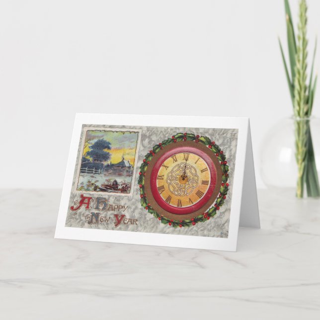 Cartes Pour Fêtes Annuelles Bonne horloge du Nouvel An (Devant)