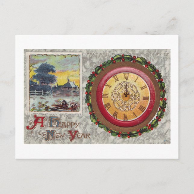 Cartes Pour Fêtes Annuelles Bonne horloge du Nouvel An (Devant)