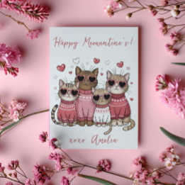 Cartes Pour Fêtes Annuelles Bonne Meowentines rose chats élégants Valentine